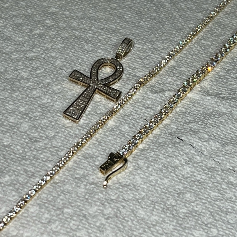 GLD SET - ROUND CUT TENNIS BRACELET/ ROUND CUT TENNIS CHAIN